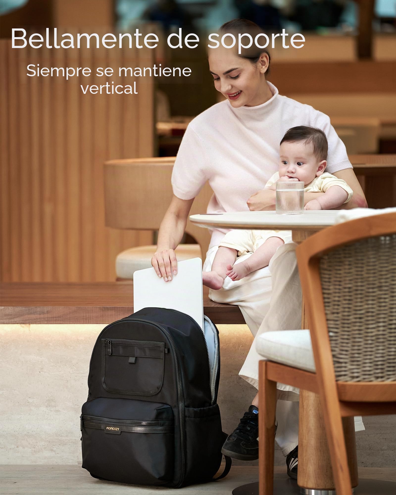 Momcozy bolsa cambiadora impermeable para bebé, mochila con compartimento para portátil, bolsa de pañales grande, bolsa aislante, bolsa cambiadora neutral multifuncional para padres, color negro