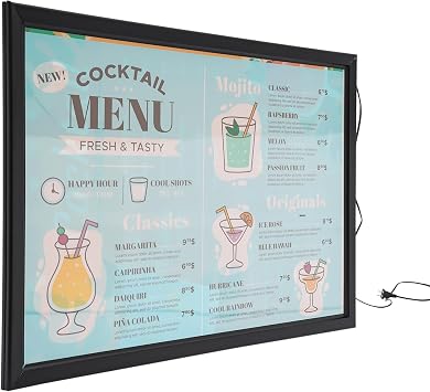 DKSLALALI LED Poster Frame, 27 x 40 Inch LED Backlit Movie Poster Frame, Light Box Advertising Sign Display with Aluminum Alloy Frame Wall Mounted Advertising Picture Frame Led Light Box Sign Black