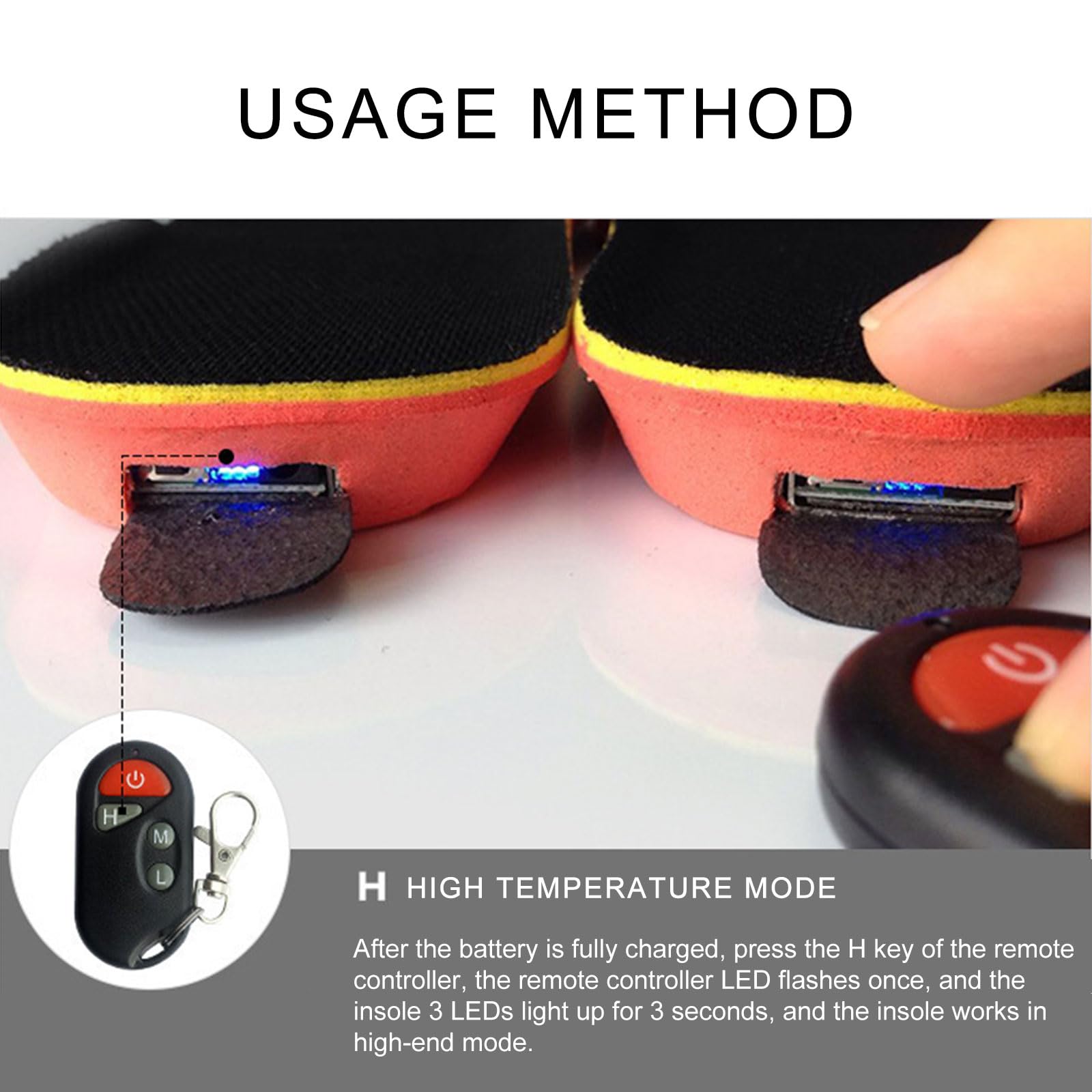 Semelles Chauffantes pour Les Pieds avec Chargeur USB 5V1A Chaussures Chauffantes pour Randonnée Le Ski Le Bureau