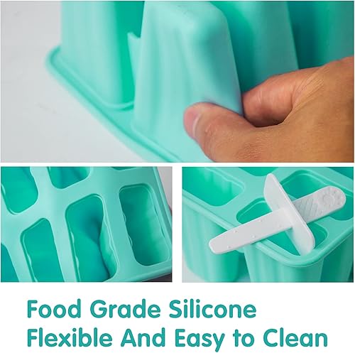 Miniatura 4 de Moldes para paletas de 10 cavidades sin BPA, moldes de silicona reutilizables para niños, moldes de silicona para paletas de hielo, moldes de