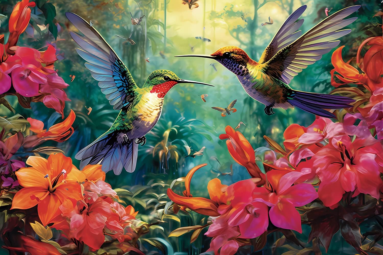 1000 Piece Puzzle for Adults - Hummingbird Garden | Wooden Jigsaw Puzzles 1000 Pieces | Decorations DIY Leisure Game Toy Gift for Family Friends| Difficult Puzzles Size 29 x 20 inches