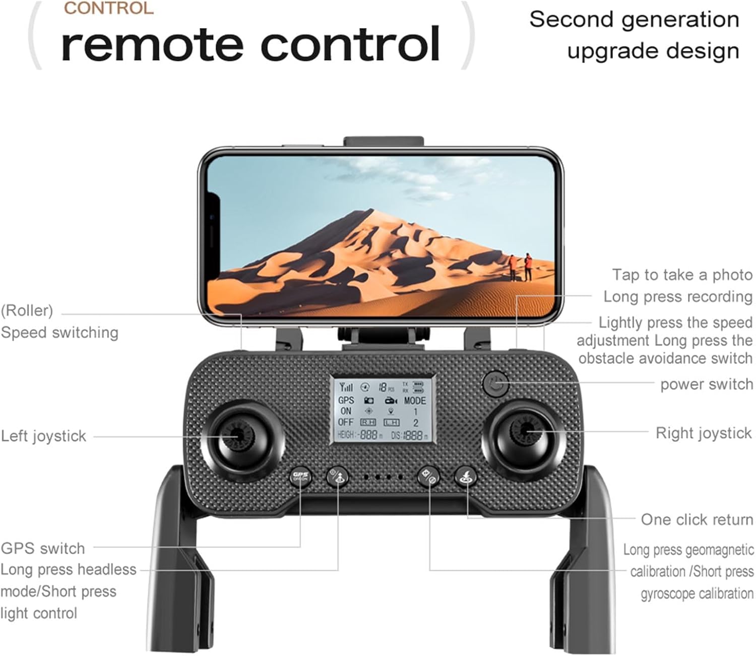 4K GPS Drones with Camera, Brushless Motor Obstacle Avoidance 20 Mins Flight Time Gesture Photography Precise Positioning Custom Routes Intelligent Following for Adults and Beginners Black