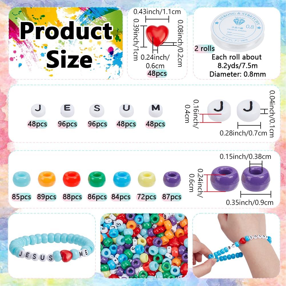 EVERJOYCRAFT 977pcs Rainbow Jesus Friendship Bracelet Jewelry Making Kit image 2