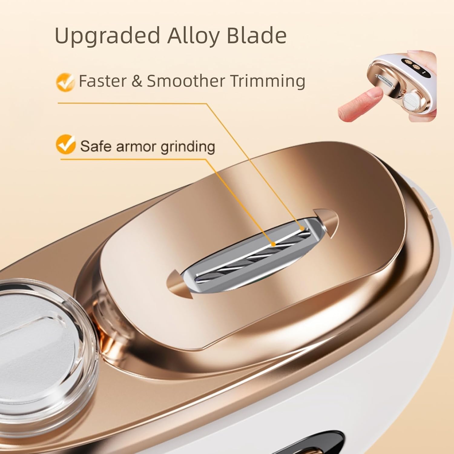 Electric Nail Clippers, 3-Speed Type-C Rechargeable Automatic Nail Trimmer with LED Light, Alloy Blade Nail File for Adults Seniors Babies (Orange)