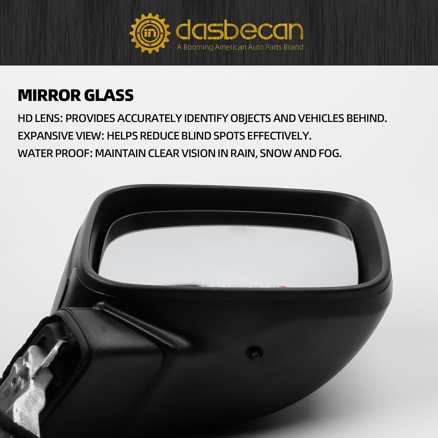 Dasbecan Passenger Side Door Mirror Compatible with 2015-2023 Jeep Renegade Heated Manual Fold Power Glass Temperature Sensor Right Mirror Replaces# 5VY85LXHAA (5+2Pins）