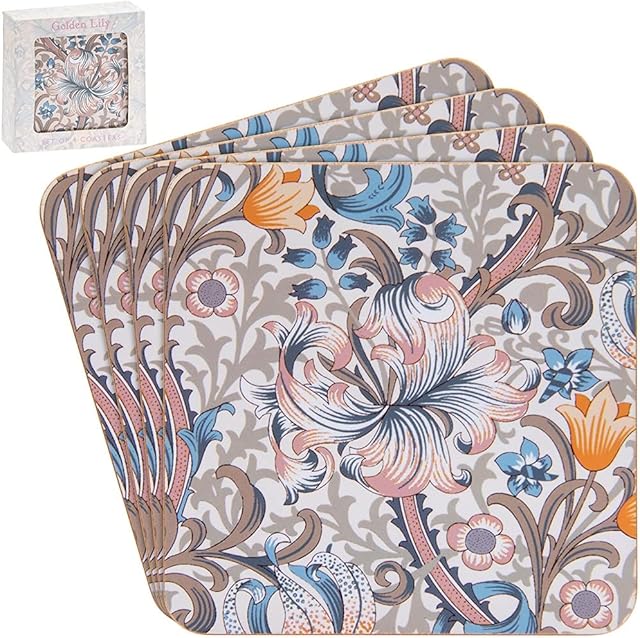 William Morris Golden Lily Set of 4 Coasters