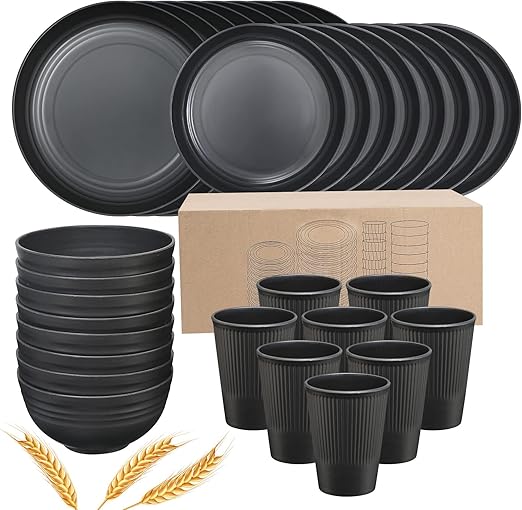 DUOLUV Plates and Bowls Sets for 8, 32Piece Kitchen Dinnerware Set for