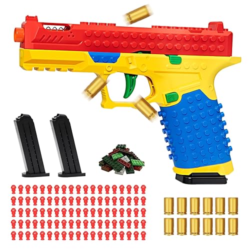 Automatic Shell-Ejecting Building Block Toy Gun Pistol, DIY Mini Blaster
