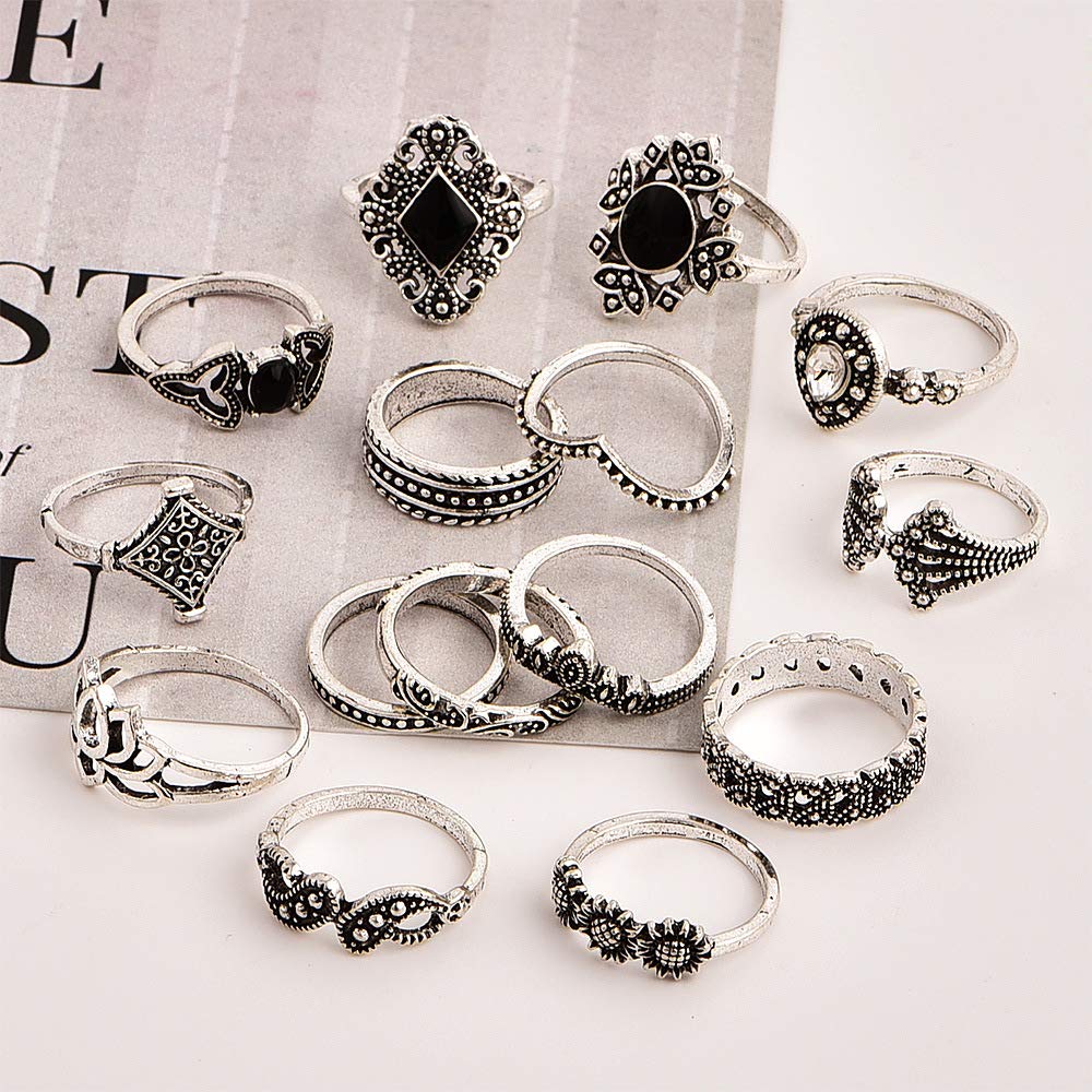 Valentine Jewellery Silver Plated Rings Combo (Mixed Sizes)