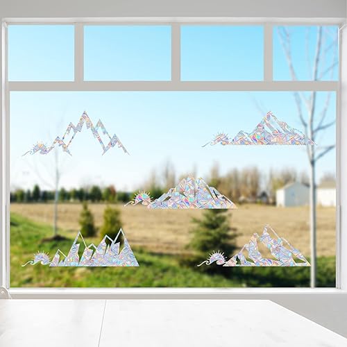 Miniatura 5 de 5 calcomanías de ventana de montaña y olas de sol, calcomanías anticolisión para salvar a las aves de colisiones de vidrio, calcomanías de vinilo