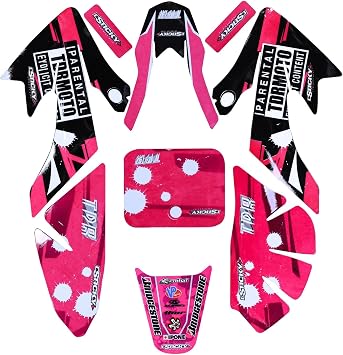 Pink Sticker Decal Graphics Fairing Kit for CRF50 XR50 Pit Dirt Bike Plastics Fender, Taotao DB14 Baja dr49 SSR 110-125cc, Replacement Motorcycle Graphic Stickers CRF50F XR50R CRF XR 50