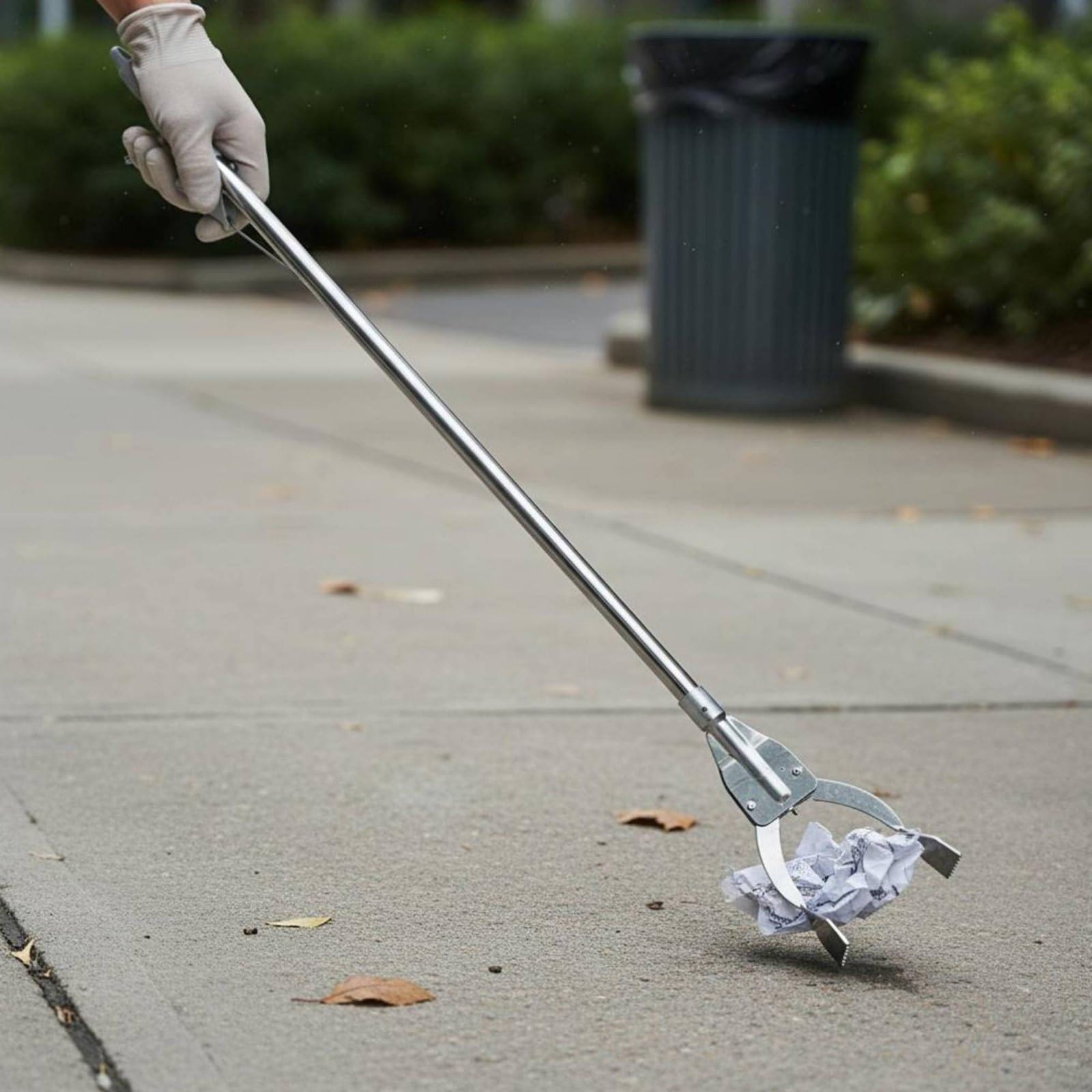 Raccogli Rifiuti Pinza Prendioggetti Lunga Manico Acciaio Inossidabile Meccanismo Liscia Presa Forte Adatta Pulizia Scuola Parco Giardino Uso Quotidiano, Nero, Testa In Ferro 90CM