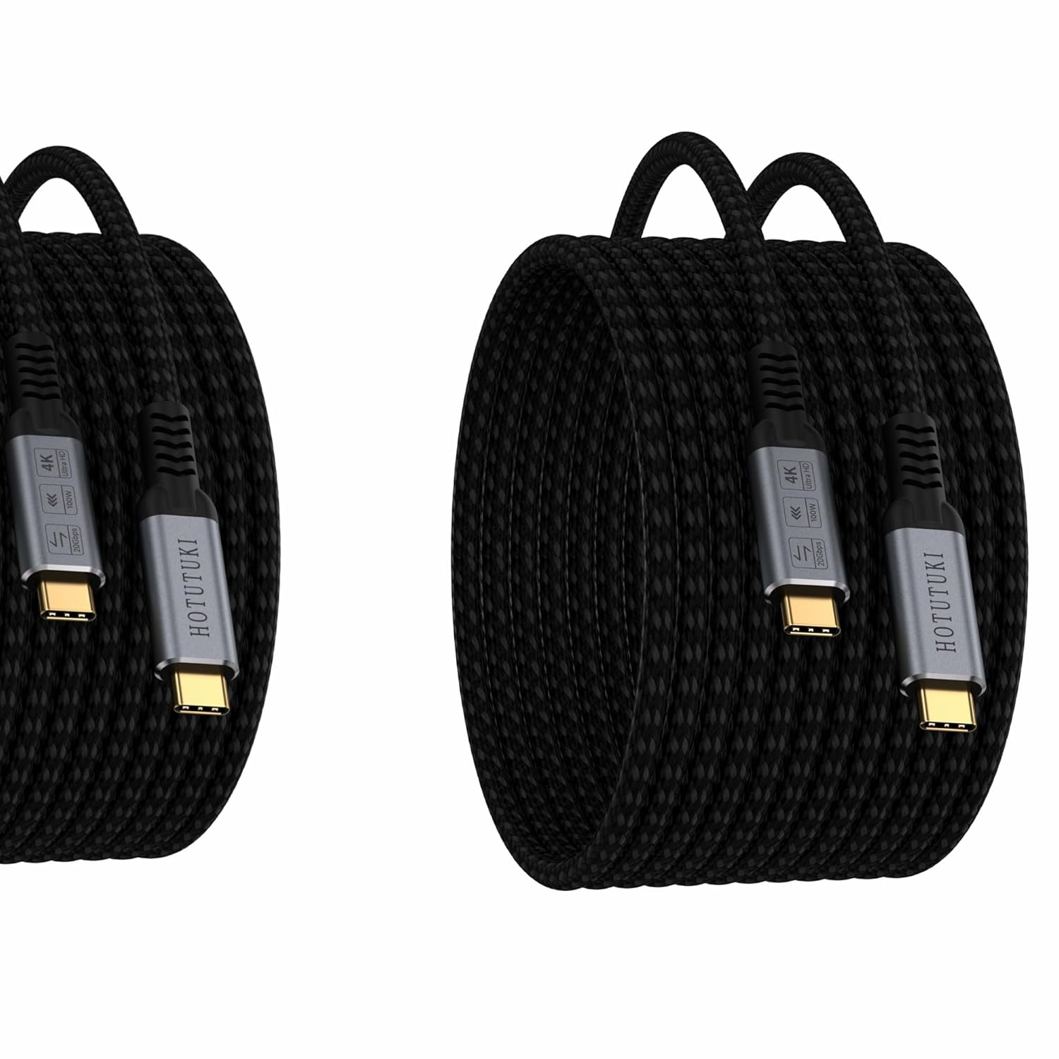 USB-c Long Cables 20ft 2Pack Compatible with Thunderbolt 4/3,USB C 3.2 Cable 20Gbps Data Transfer,4K@120Hz Video Output Monitor Cord,Type-C Nylon Braided 100W Fast Charging for Hub, ssd