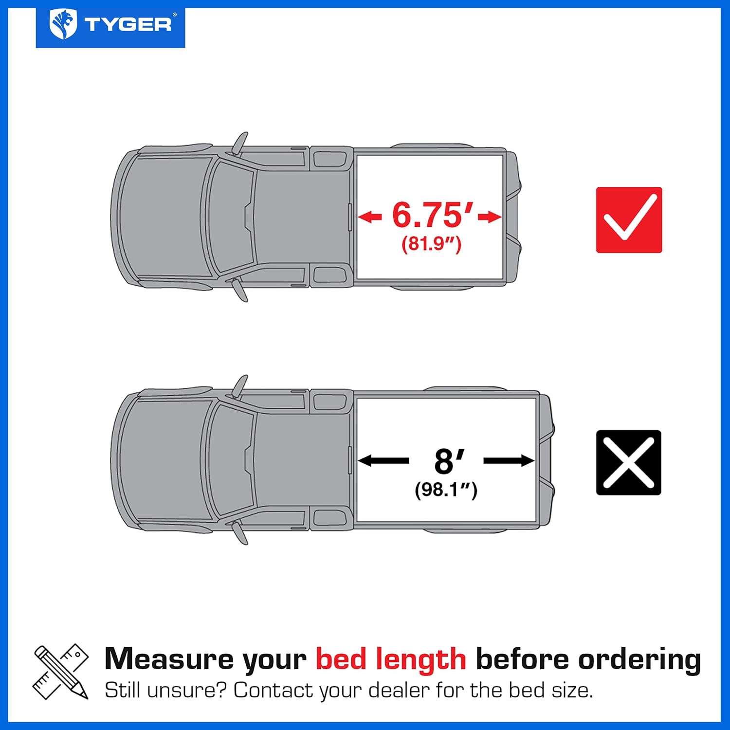 Tyger Auto T9 Flip-Up Low Profile Hard Alloy Tri-Fold Truck Bed Tonneau Cover Compatible with 2017-2026 Ford F-250 F-350 Super Duty | 6.75' (82") Bed | TG-BC9F8015