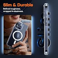 Vista 313 de TAURI Funda magnética 2 en 1 transparente para iPhone 14 Pro, compatible con Magsafe [no amarillenta] con protector de pantalla, protección de grado