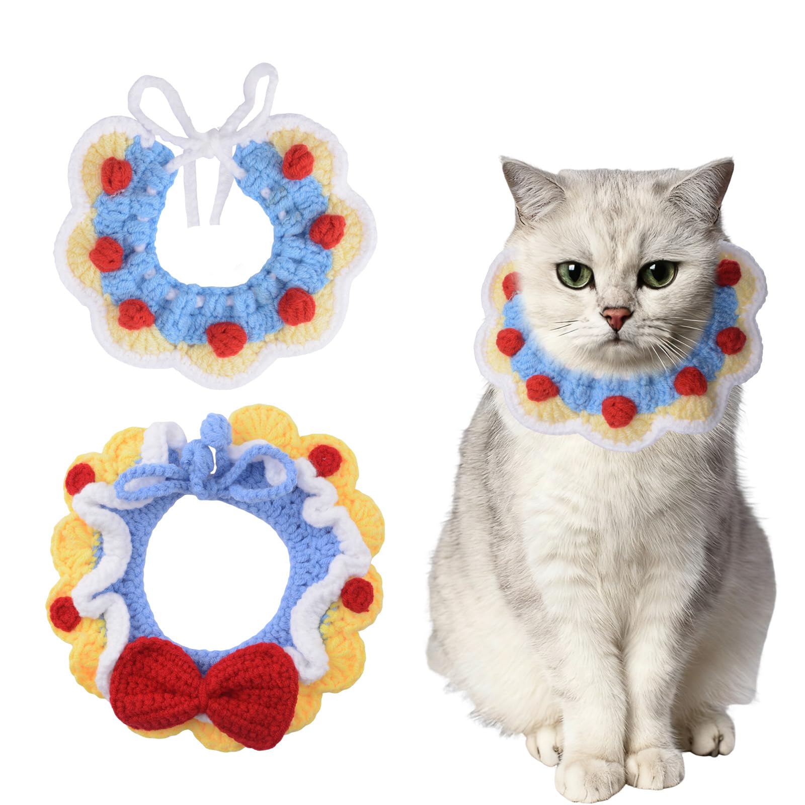 Collar de punto para mascotas HACRAHO ajustable hecho a mano para gatos y cachorros en talla L