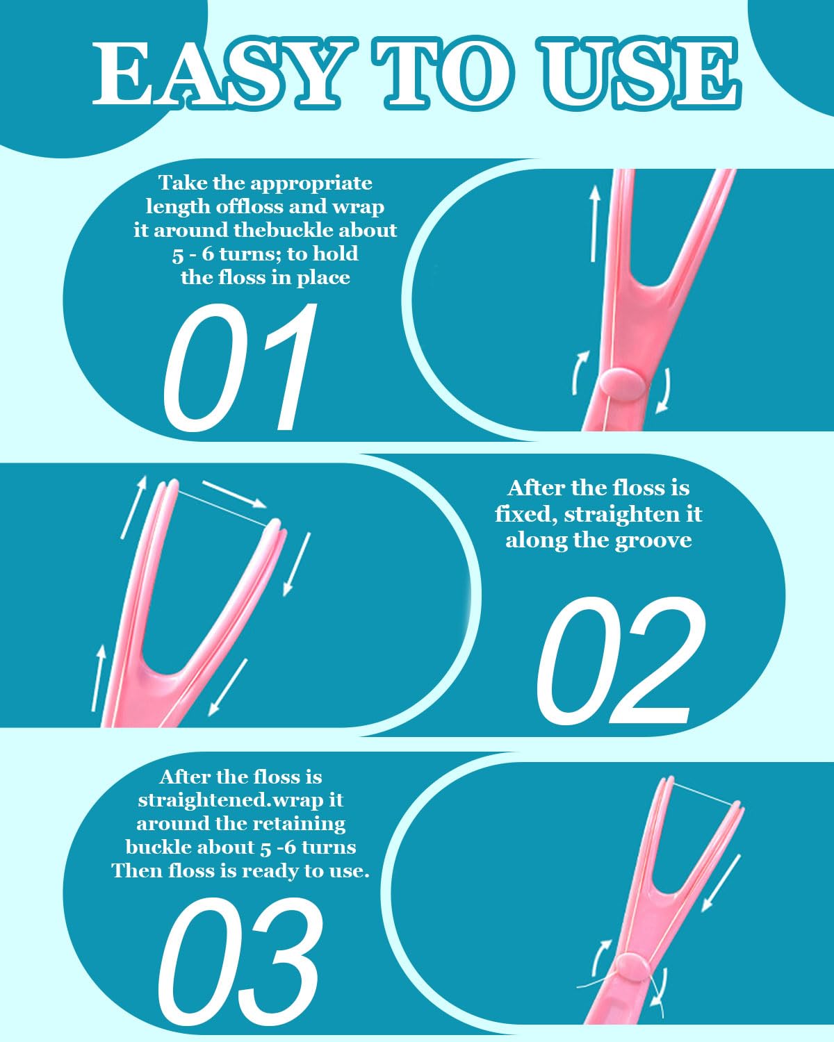 5PCS Porte-Fil Dentaire Réutilisable, Nettoyage des Dents Support de Fil Dentaire, Floss Pick Produits en Forme de Y, Nettoyage Interdentaire Support de Remplacement pour Dental Floss