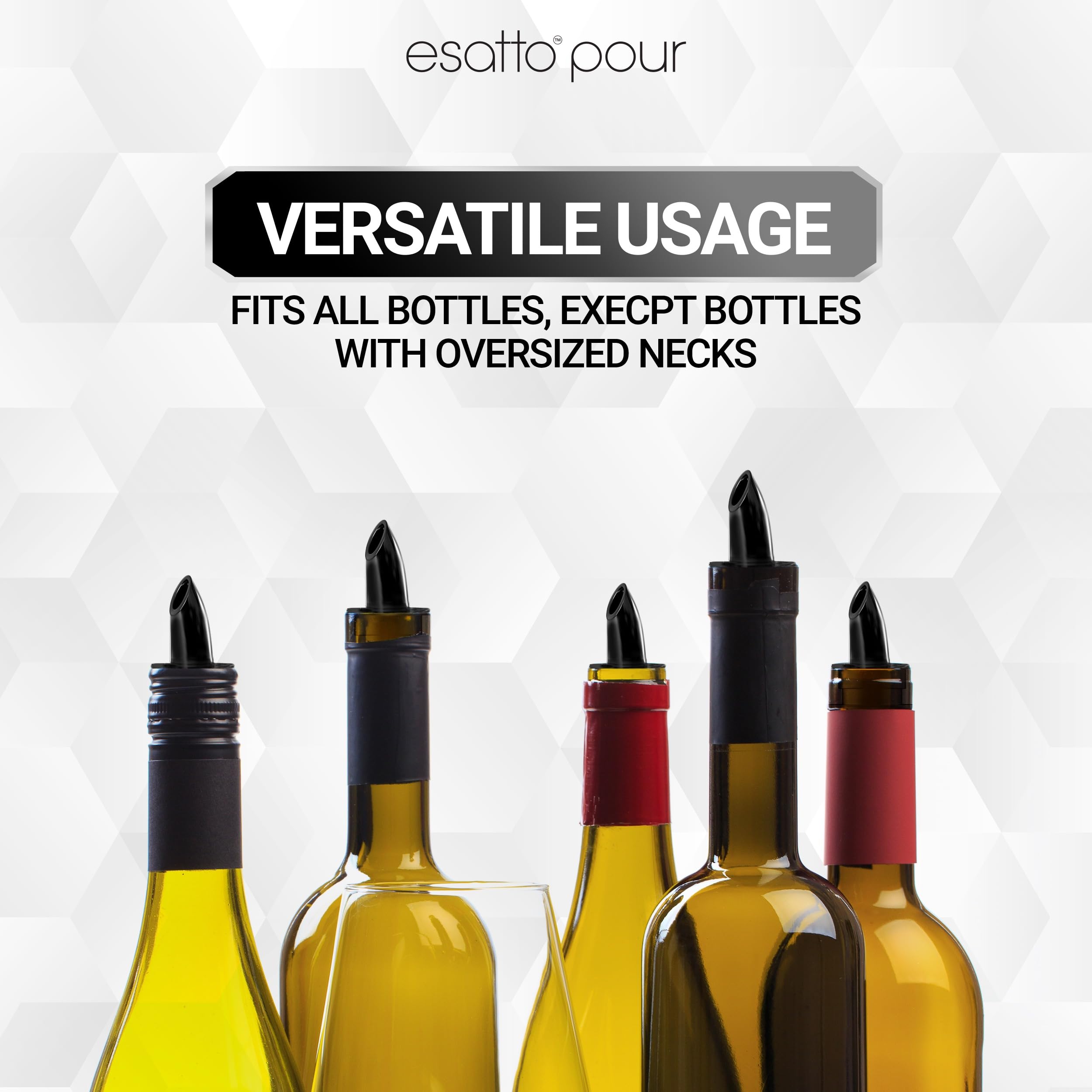 Esatto 100 piezas de plástico vertedor de botellas o vertedor de licor – versátil como un vertedor de bebidas, boquillas vertedor de alcohol y jarabe fácil de dispensar – fácil instalación, duradero,