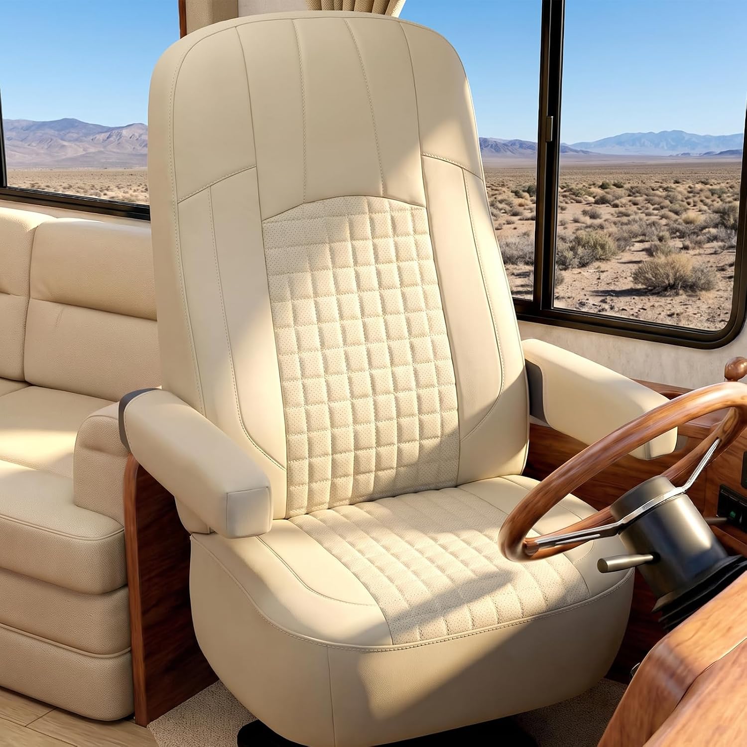 Truckiipa Premium Nappa Leather RV Captain Chair Seat Cover
