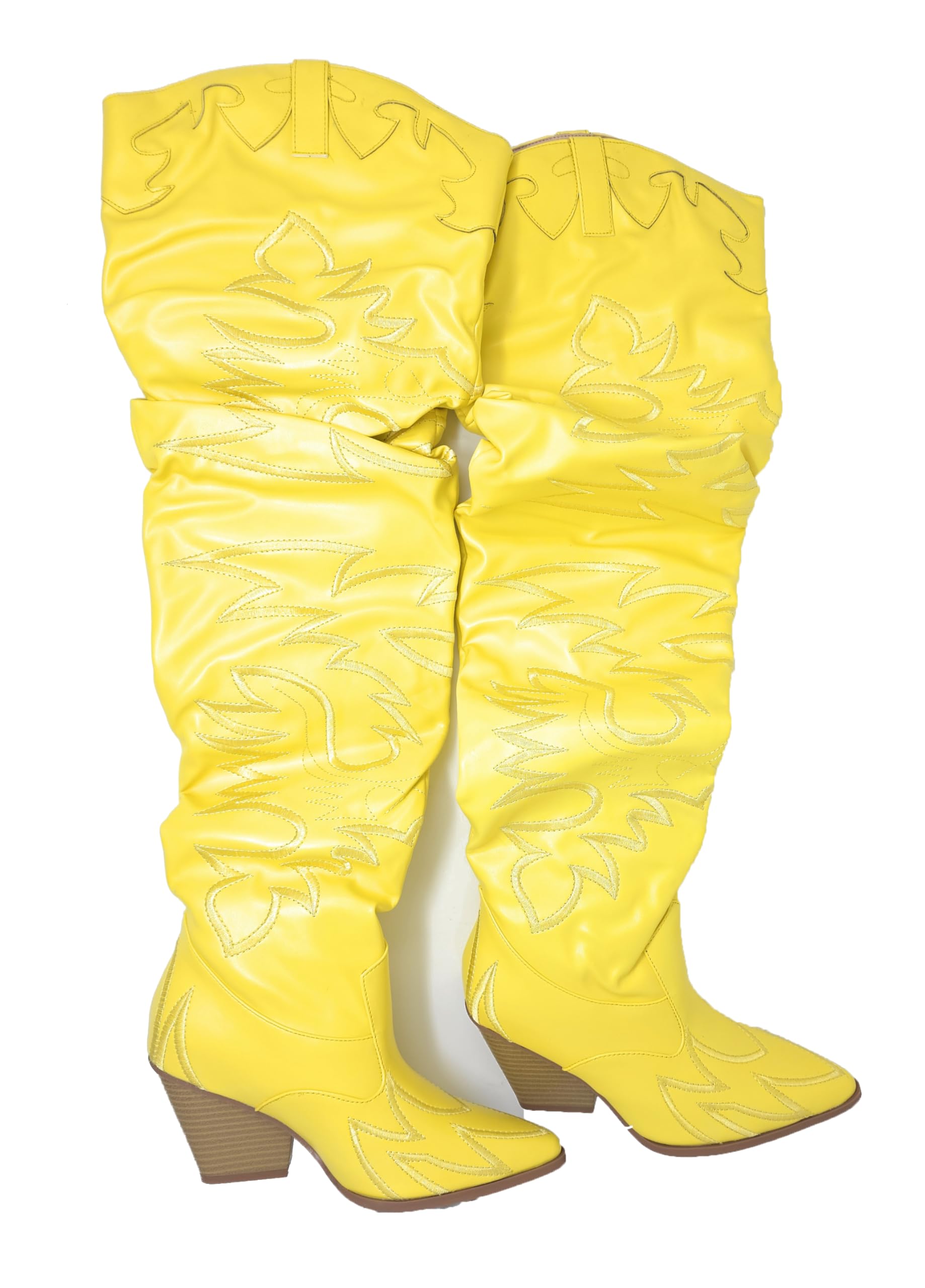 YOKI Cowgirl Boots Women, Over the Knee Western Cowboy Boots for Women with Chunky Block Heels