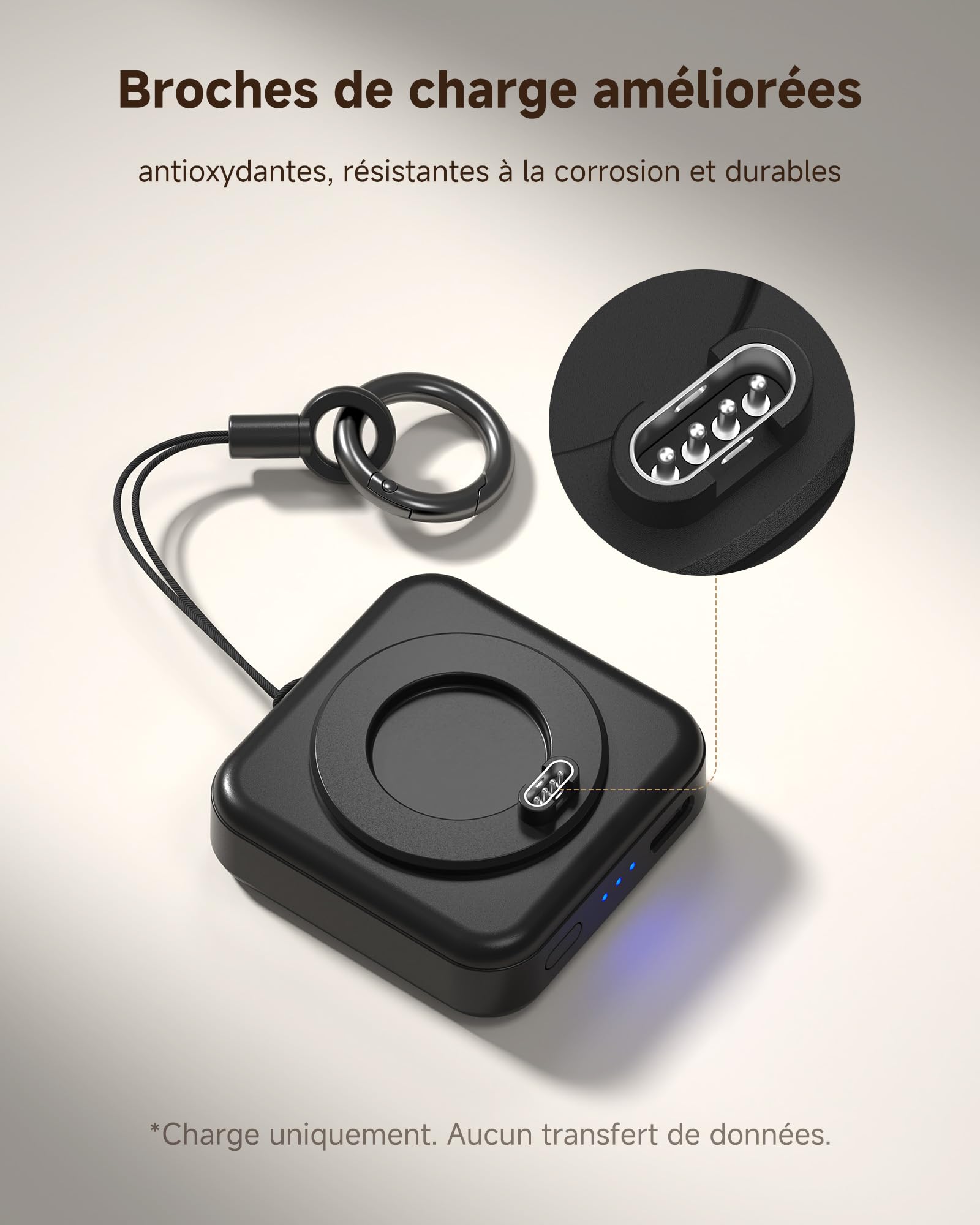 Chargeur portable pour montre Garmin, chargeur 1200mAh pour Garmin Vivoactive 6 5, Fenix 8 7X 6, Venu 3s 3 2, Instinct 3 2, Forerunner 165 265 965, Approach S70 S62 S50 S44, Epix Pro 2, Tactix 8 7