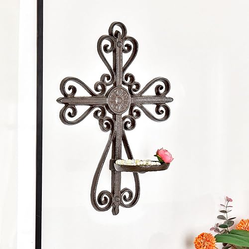 Miniatura 4 de Sungmor Candelabro de pared de hierro fundido, candelabro decorativo de pared para colgar en la pared, soporte de vela sin llama, soporte para velas