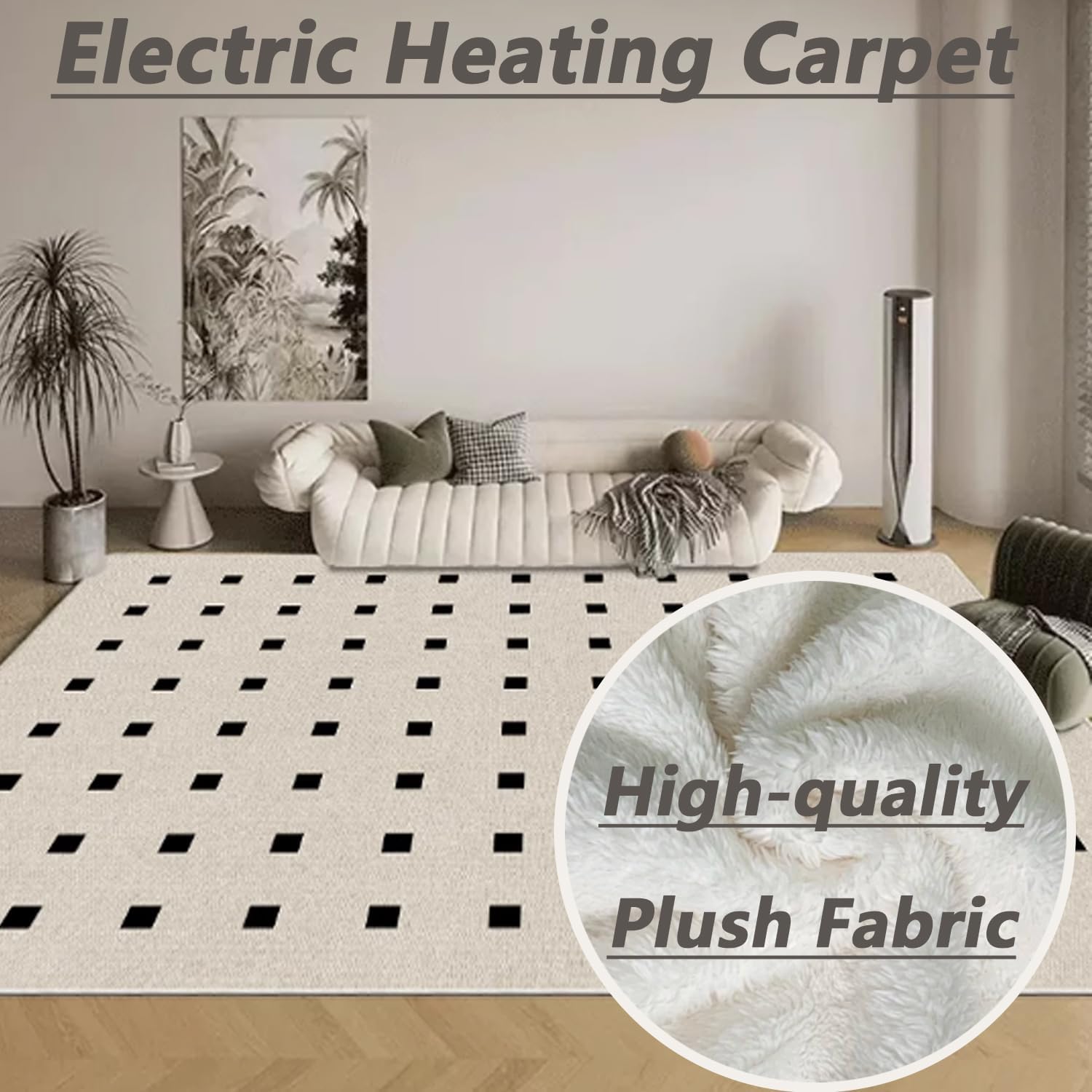 Electric Heated Floor Mats Under Desk, Adjustable Temperature Heated Area Rug, Graphene Electric Heated Carpet, Heated Foot Warmer, for Living Room Bedroom Office Yoga,100x200cm/39x79in