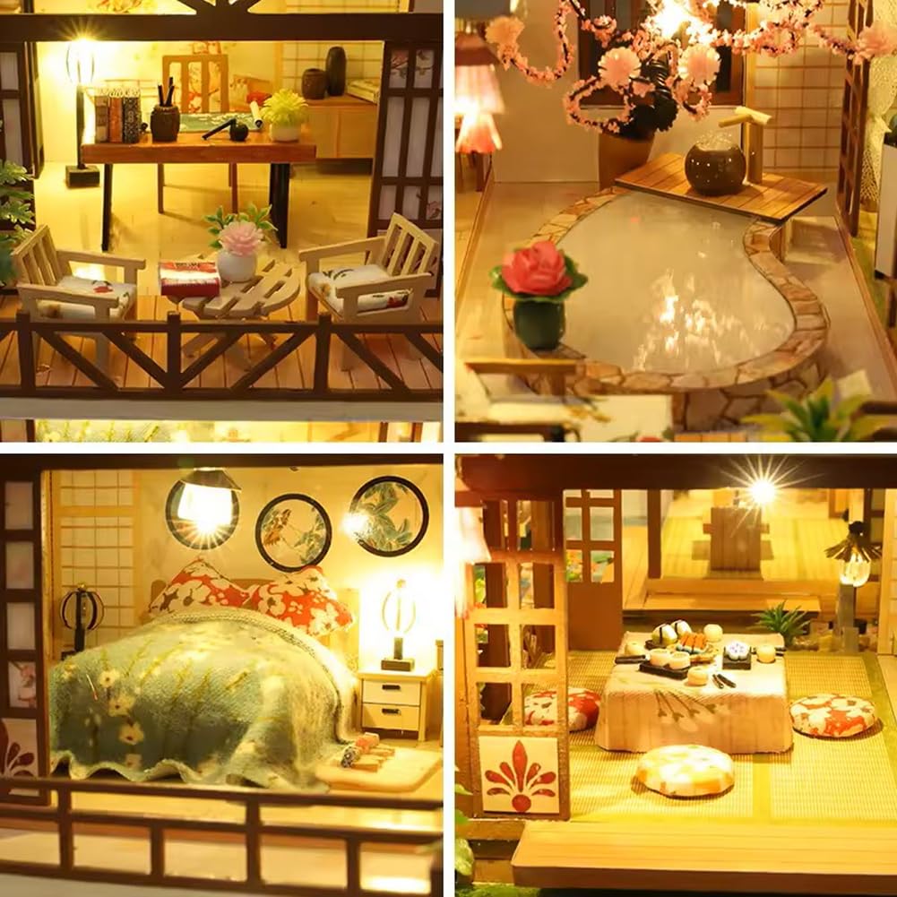 LANGWEI Kit Fai da Te per Casa in Miniatura, Villa per Bambole con Copertura Antipolvere E LED, Ottimo Regalo Creativo per Compleanno, Natale, Kit di Modellismo per Adulti E Bambini.