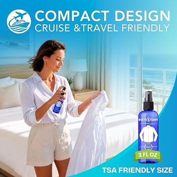 Anti-Static Wrinkle Releaser Spray Travel Size - Unscented | (3 Fl Oz x 2 Pack) - Dewrinkle Spray for Clothes, Fabric Deodorizer, Fabric Softener, Anti Static Spray. Travel Essentials