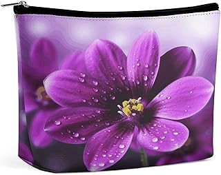 Purple Flower Toiletry Bag Portable Large Cap...
