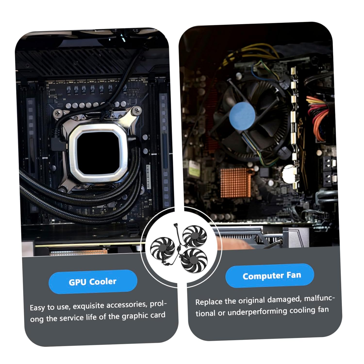 Uonlytech 1set Gpu Cooler Fan for Cfud Graphic Card Replacement Compact Cooling for Ti Quiet