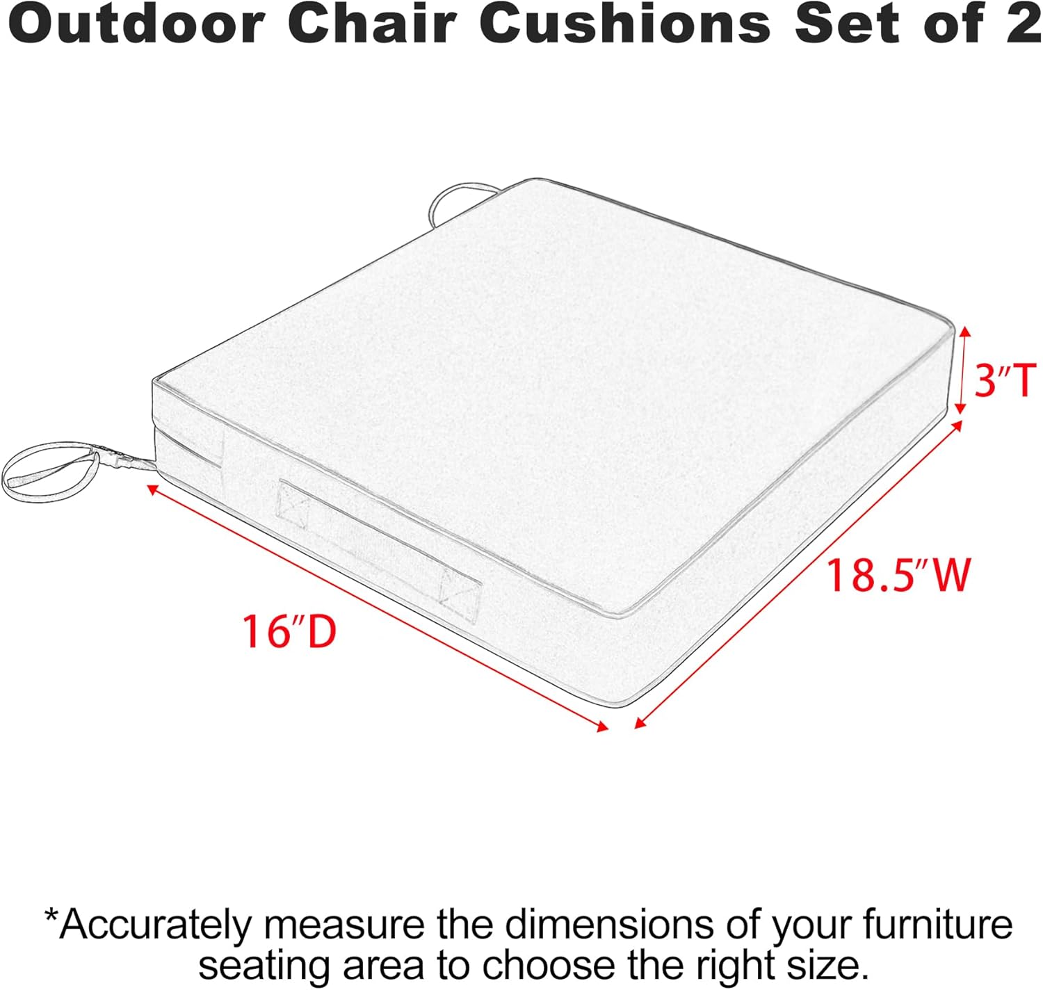 Favoyard Patio Chair Cushions 18.5 x 16 x 3 Inch Waterproof Outdoor Seat Cushions for Patio Furniture 3-Year Color Fastness Garden Sofa Couch Chair Pads with Handle & Adjustable Straps Set of 2, Beige Beige 18.5 x 16 x 3 In