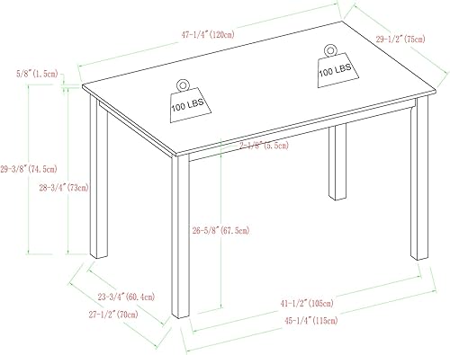 Miniatura 12 de Walker Edison - Juego de mesa de comedor de madera para 4 personas, diseño pequeño y moderno, 4 sillas, 48 pulgadas, para comedor y cocina, blanco y