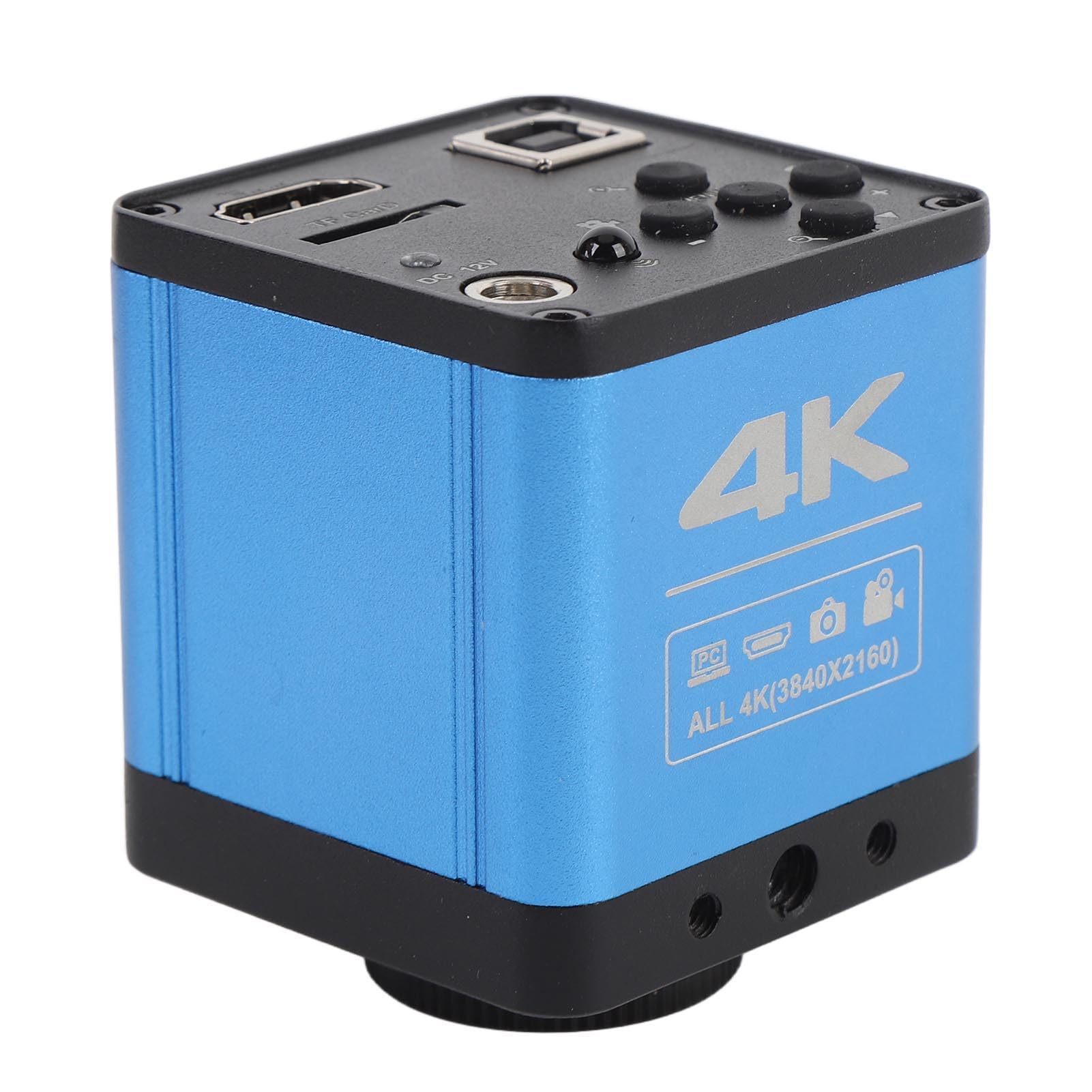 Akozon Cámara de Microscopio Industrial 8MP HD Multimedia USB 4X Zoom Cámara de Microscopio Digital para Inspección Profesional (Enchufe de la UE)