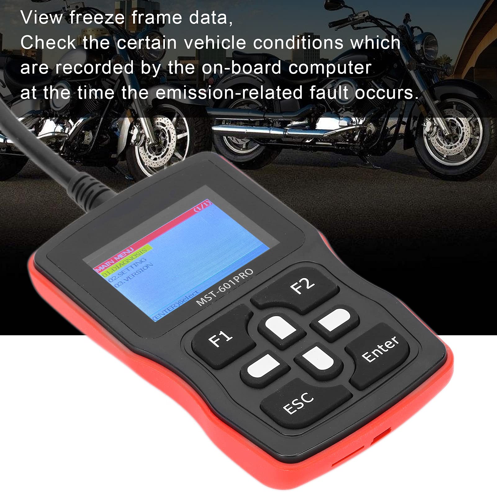 Universelles Diagnosetool, Ersatz, Unterstützt das Motorsystem, Motorrad-OBD-Scanner, 2,4-Zoll-LCD-Display, Einfache Bedienung, Transport, Datenstrom Lesen, DTCs,