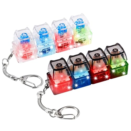 2 Pcs Keyboard Fidget Toy, Loud & Silent Fidget Keychain with LED Lights, Stress Relief Clicker Fidget Keyboard, Boost Focus and Calm Anxiety for Library Office Home (Cat)