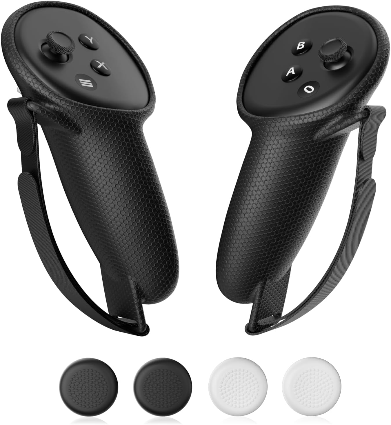 OLCLSS Protective kit for Meta Quest 3, Premium Silicone with Non-Slip Design, Compatible with Oculus Quest 3 Controller with 4 Joystick Covers, Black