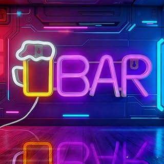 LED Neon Schild: LED Werbeschild Bier Neon Schild, Acryl Barschild, Wanddekor Leuchtreklame Bar Sign, für Innenraum Bar Dekoration, Hausbar, Pub, Club, Party (42×22cm)