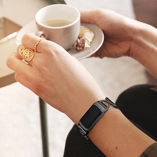Miniatura 7 de JKD Correa de metal en forma de X compatible con Fitbit Charge 6Charge 5 bandas para mujeres y hombres, correa de malla de acero inoxidable suave,