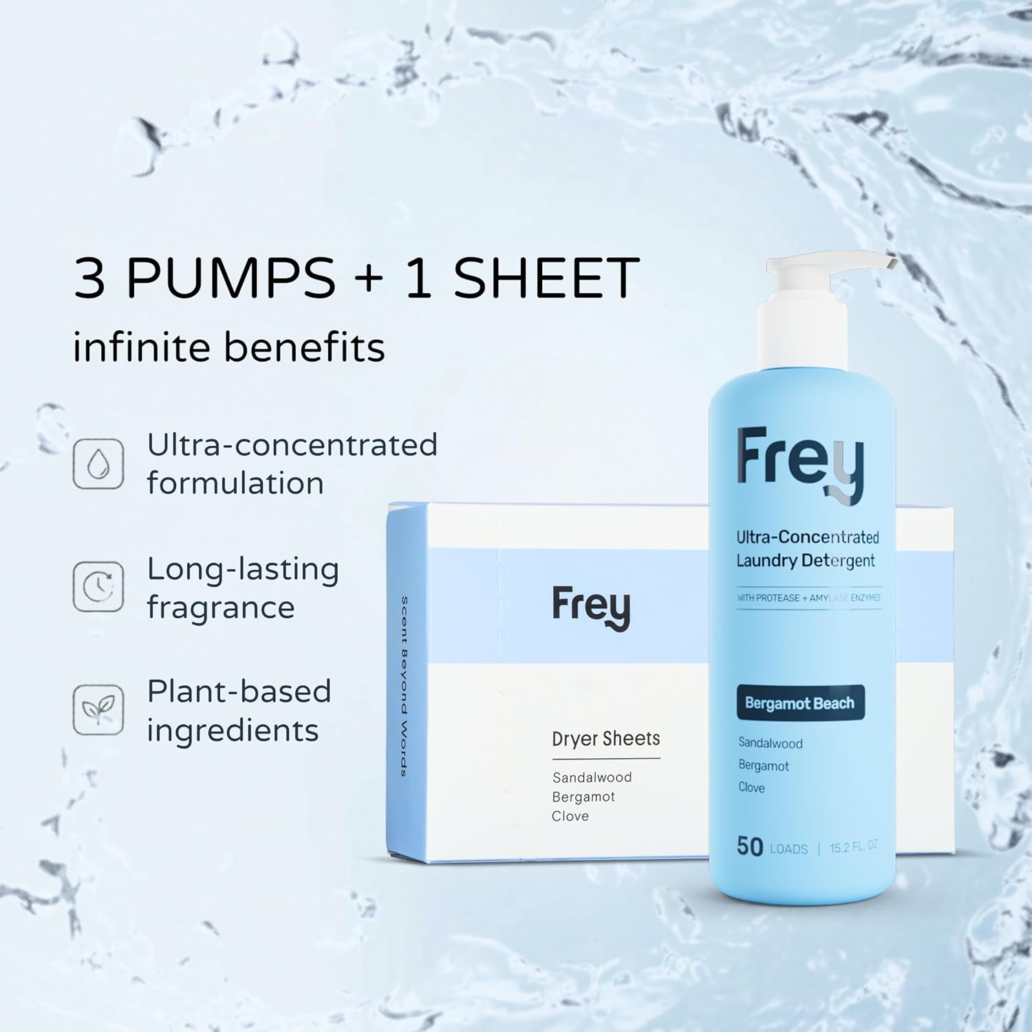 FREY Classic Kit: Liquid Detergent & Dryer Sheets, Bergamot Beach image 2