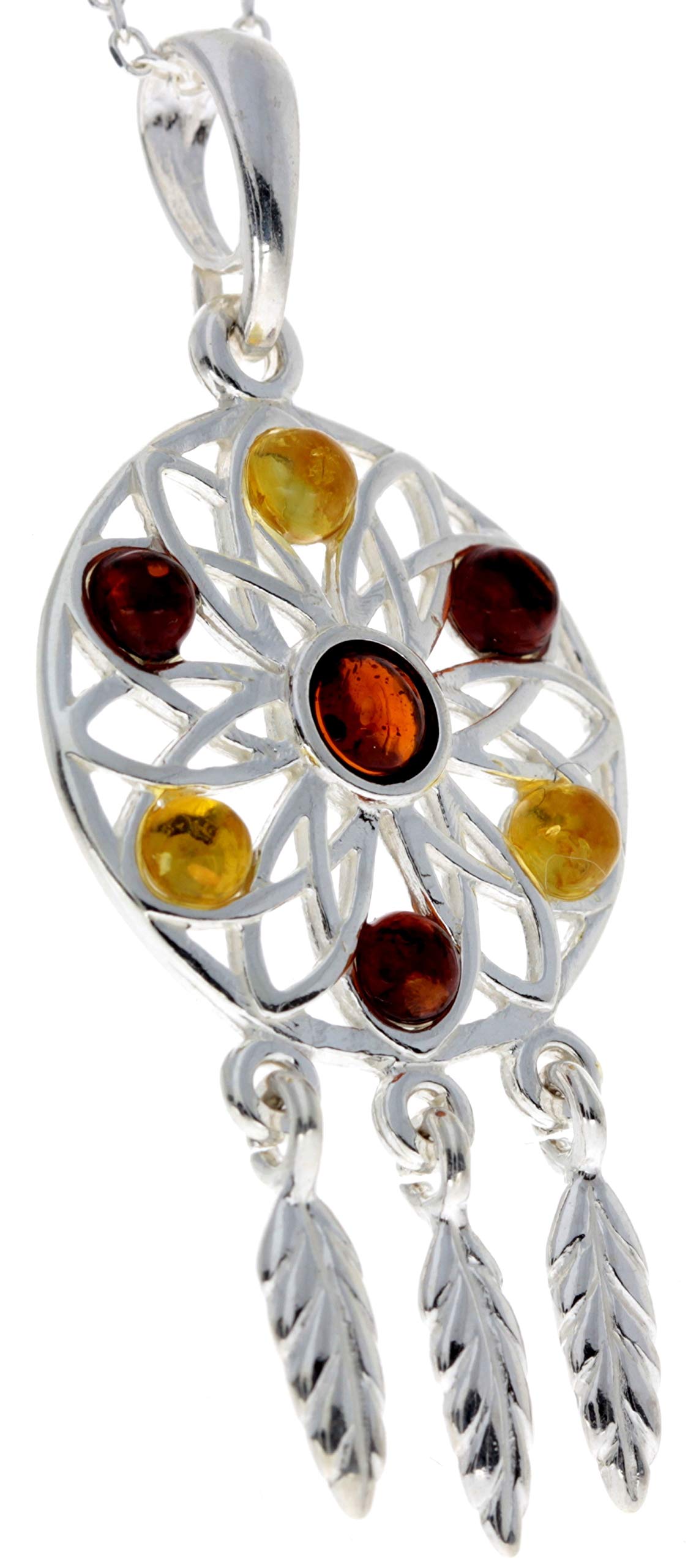 Ambre de la Baltique authentique et argent sterling Pendentif attrape-rêves sans chaîne – GL368S