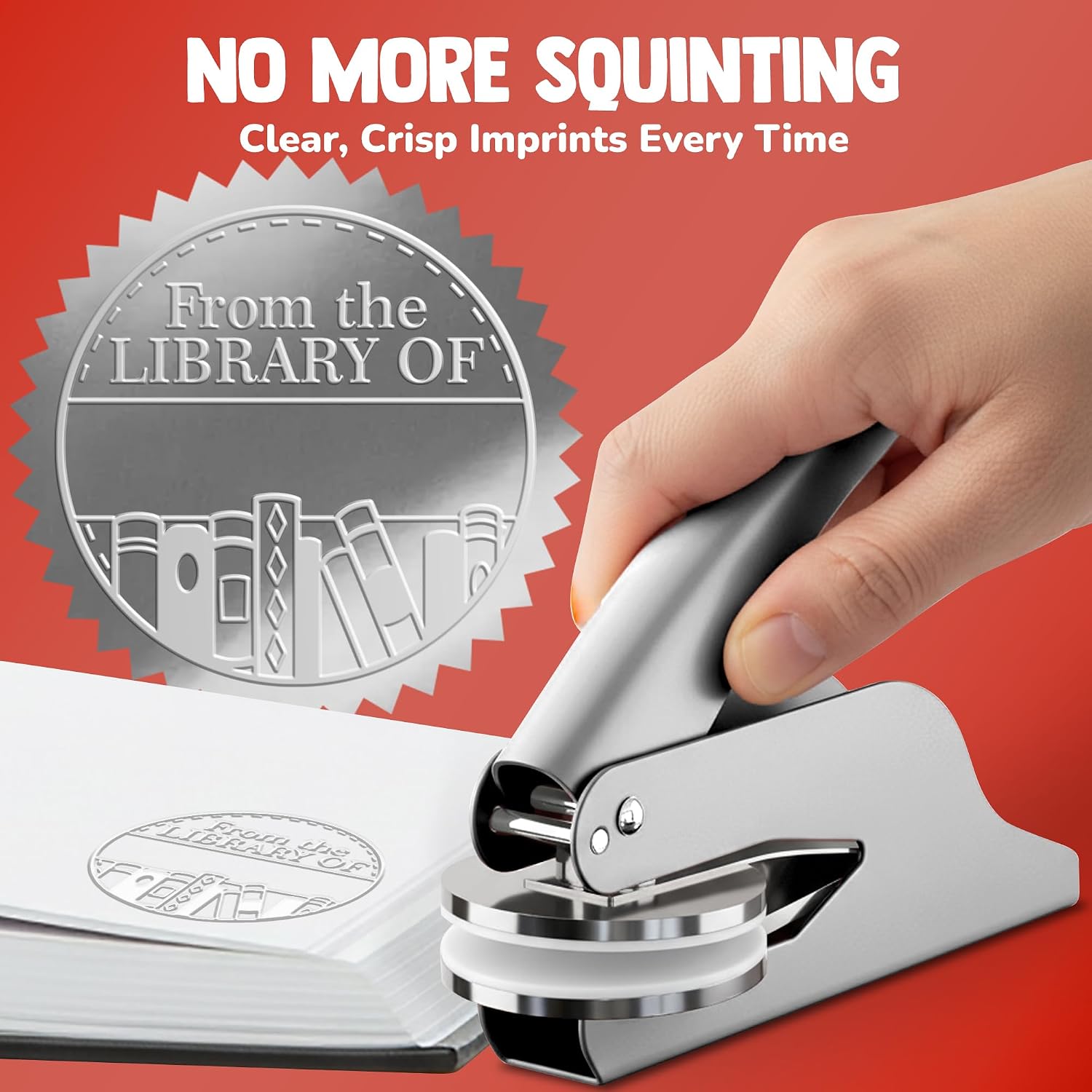 Book Embosser - Embosser Stamp. Ex Libris, from The Library of Book Stamp Personalized. Personal Library Stamps. Engraving, Embossing Stickers for the Gift