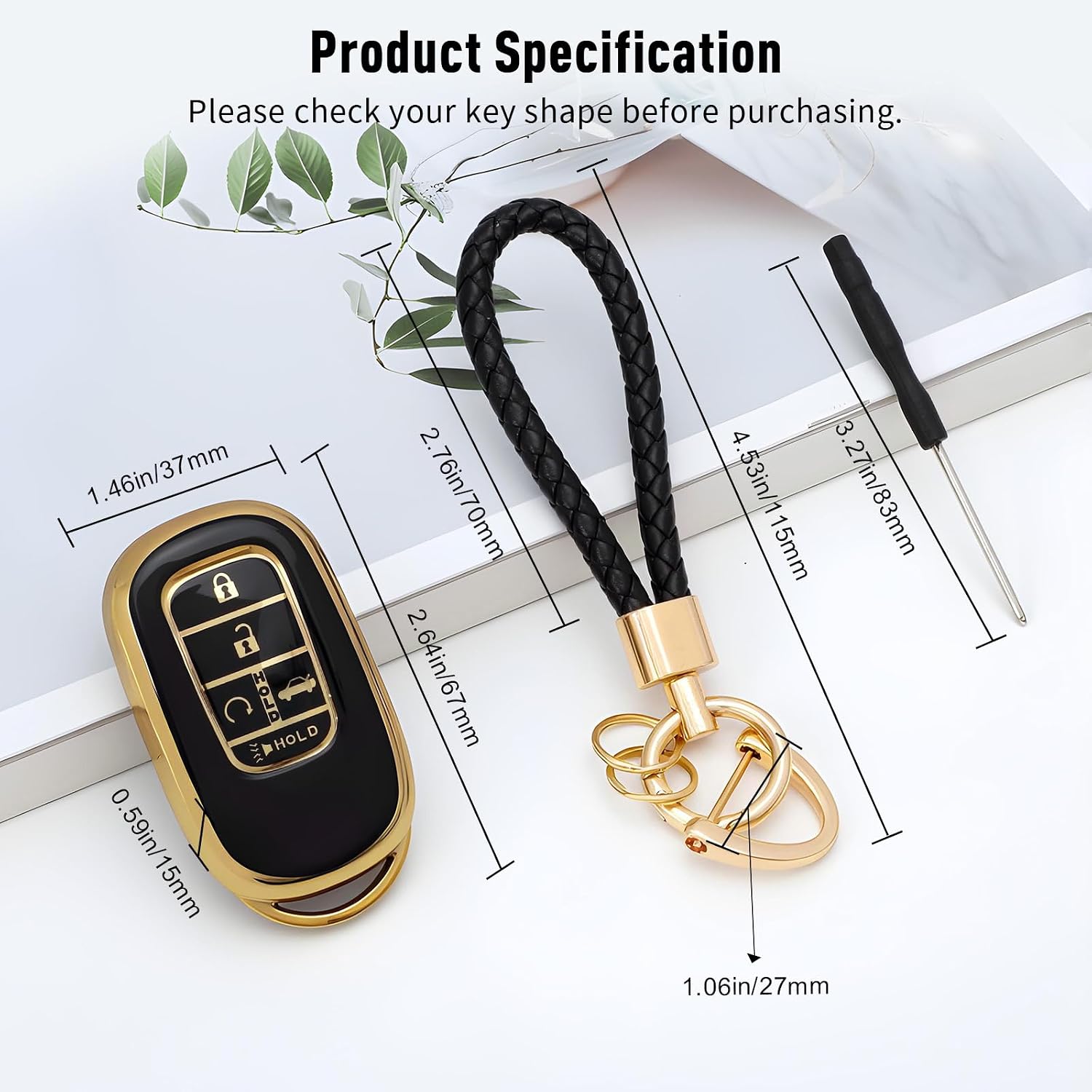 PIFOOG Black Key Fob Cover Fit for Honda Accord Civic CR-V Pilot HR-V image 3