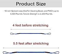 Vista 5 de Cuerda de amarre elástica para barcos, kayak, moto acuática, pontón, canoa, lancha motora, azul (4X)