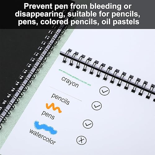 Miniatura 4 de Fulmoon 50 cuadernos de bocetos negros en blanco con espiral sin forro, tapa suave, libro de dibujo de papel kraft a granel para estudiantes,