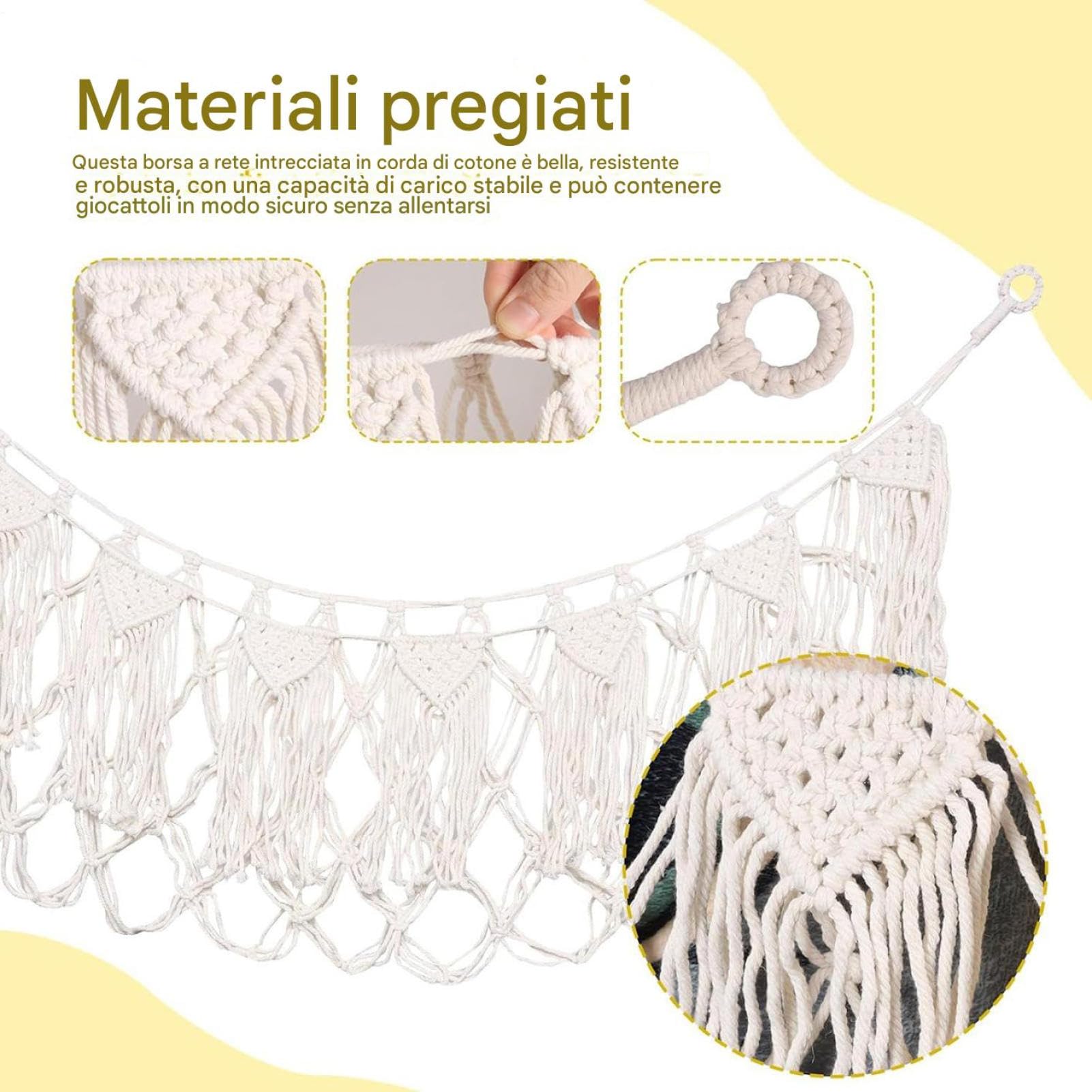 Rete per Animali di Peluche 150 cm Macramè Intrecciato Appendino Bohémien
