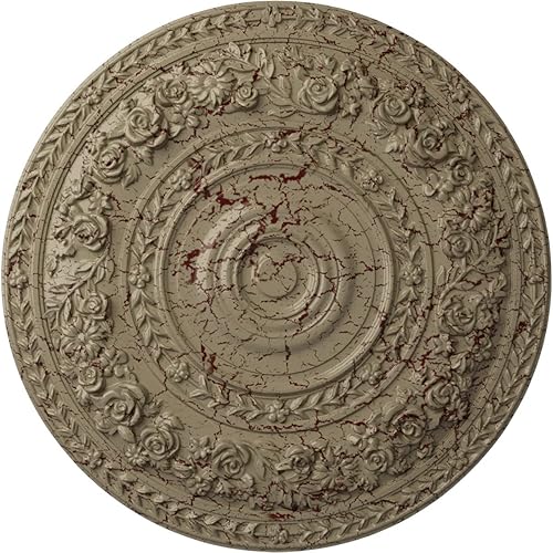Vista 98 de Ekena Millwork CM33RO Medallón de techo de rosa, 33 7/8 pulgadas de diámetro exterior x 2 3/8 pulgadas P