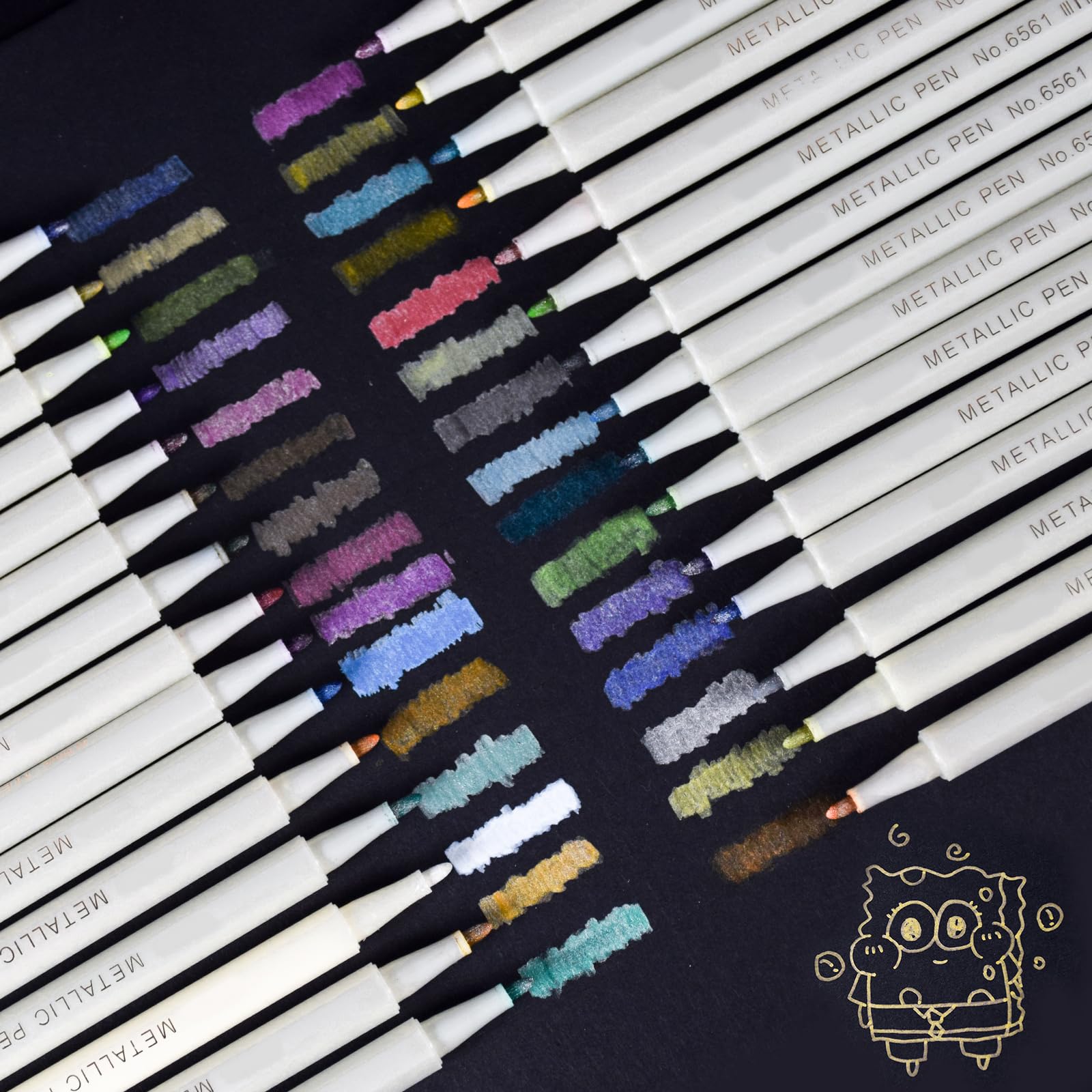 Metallic Marker Pens 30 Colours Scrapbook Pens Metallic Color Pens Bullet Tip Glitter Pen Set for Scrapbooking, Card Making, DIY Photo Album, Glass, Metal, Wood, Rock, Art Supplies
