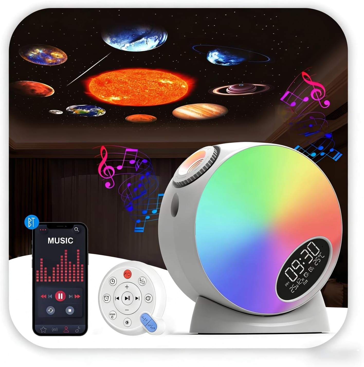 Galaxy Projector for Bedroom, 13 in 1 HD Planetarium Star Projector with Atmosphere Light, Alarm Clock, White Noises, Timer, Ceiling Star Night Light for Kids, Gaming Room,Home Theater Decor