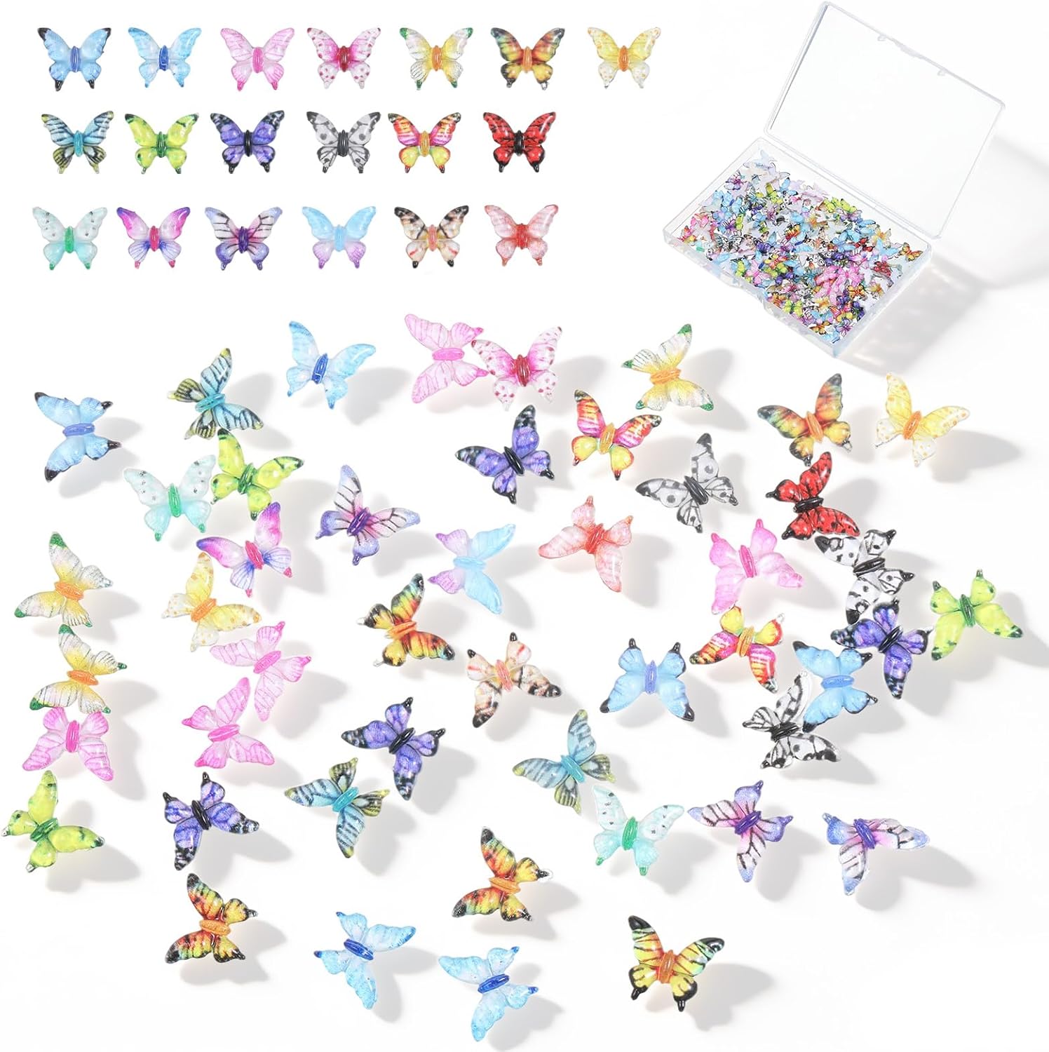 120 Pcs Mini Resin Butterflies Tiny Butterfly Figurines 3D Miniature Charms for DIY Crafts Fairy Garden Dollhouse Accessories Micro Landscaping Decor